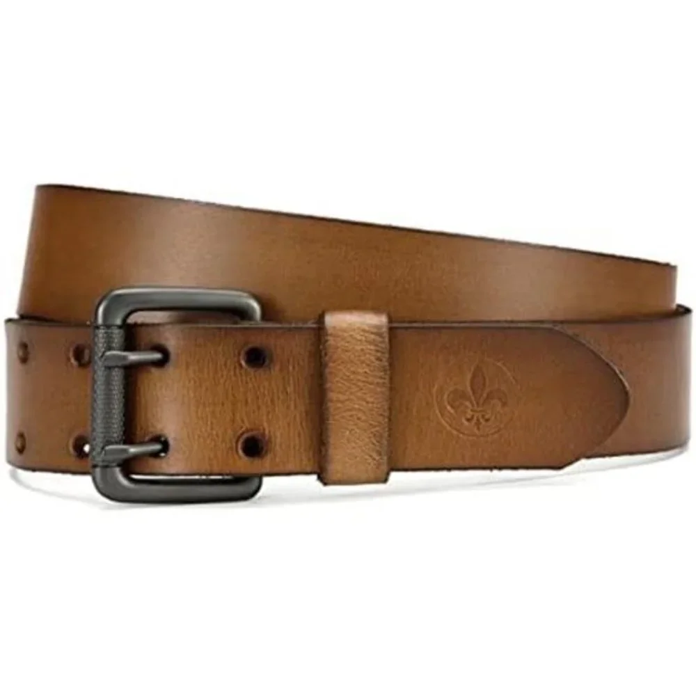 Men's Double Prong Belt 40mm with Full Grain Leather, Brown
